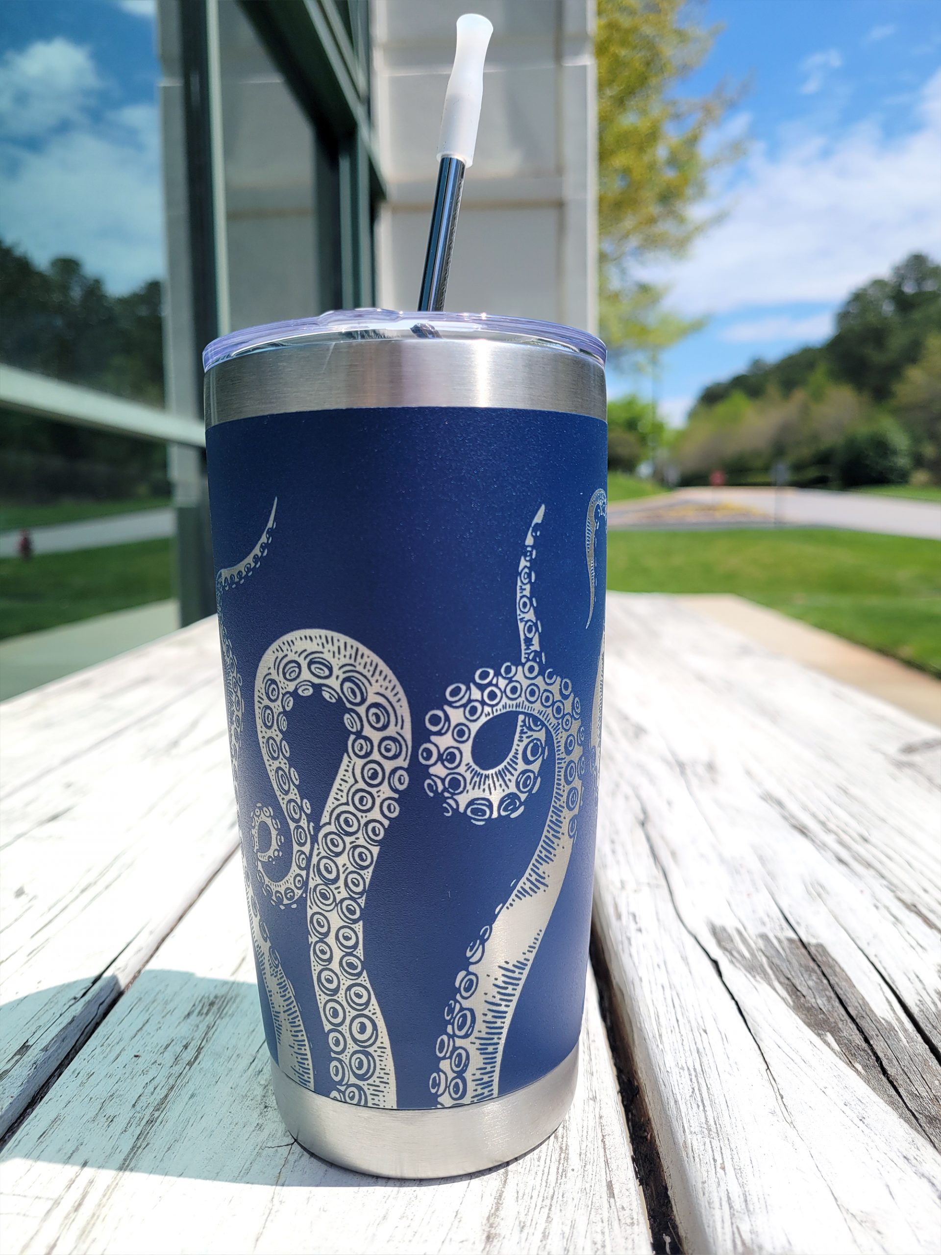 Octopus/Squid Tentacles Custom Engraved Tumbler with straw & lid- 20oz  Stainless Steel Travel Mug, Hot/Cold Drinks - Personalized Gift - TSN  Custom Metal