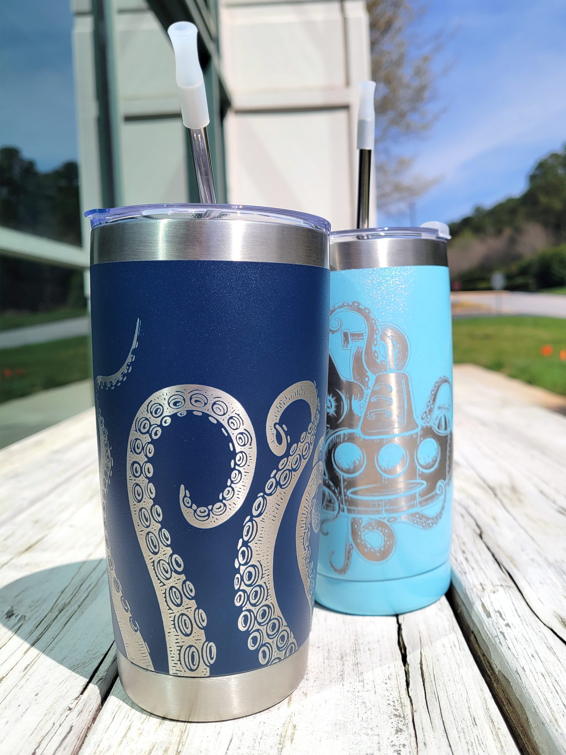 Laser Engraved 20oz Slim Cup Tumbler, Personalized Stainless Steel