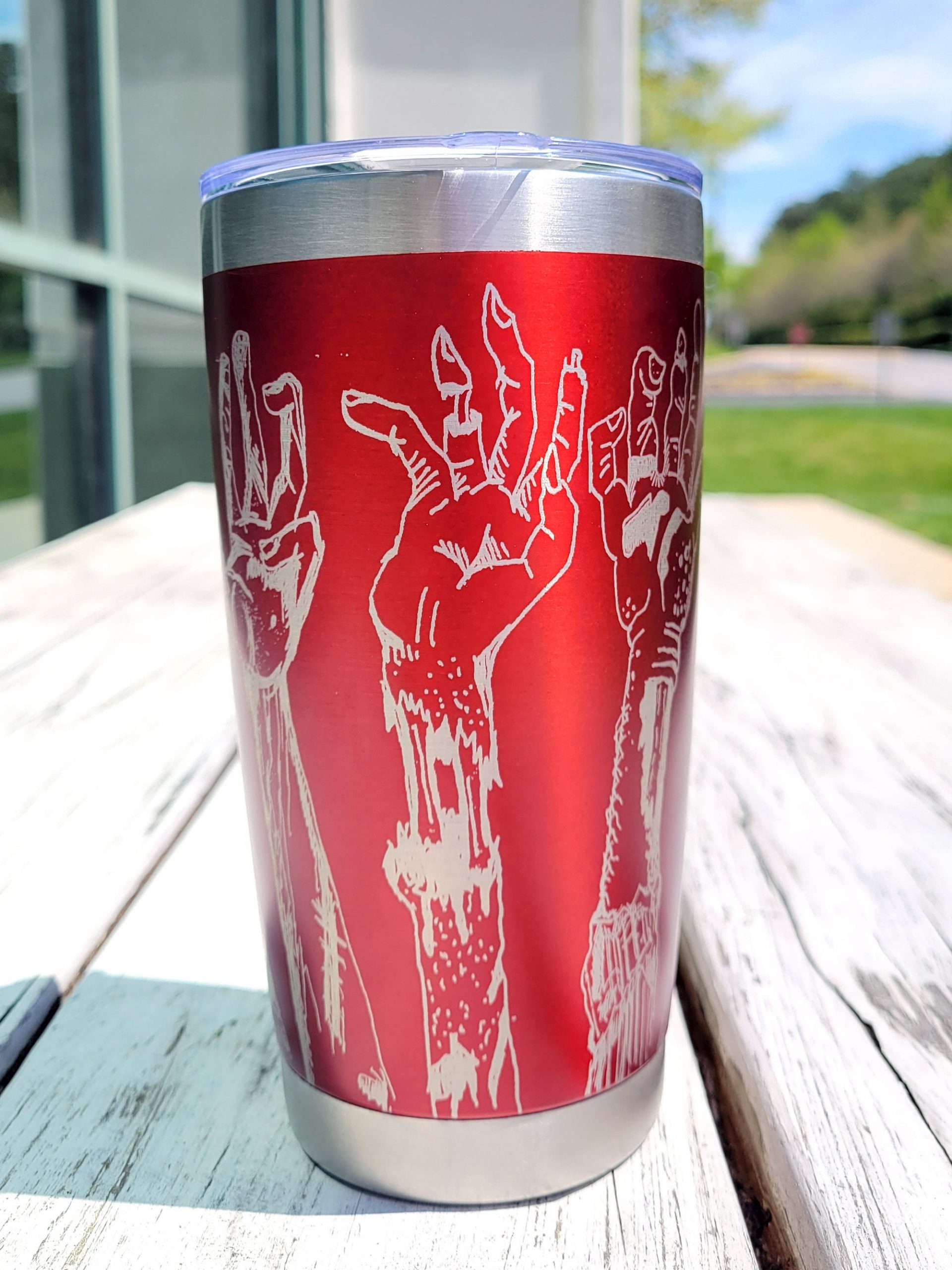 Zombie Hand Custom Engraved Tumbler w/straw & lid- 20oz Stainless